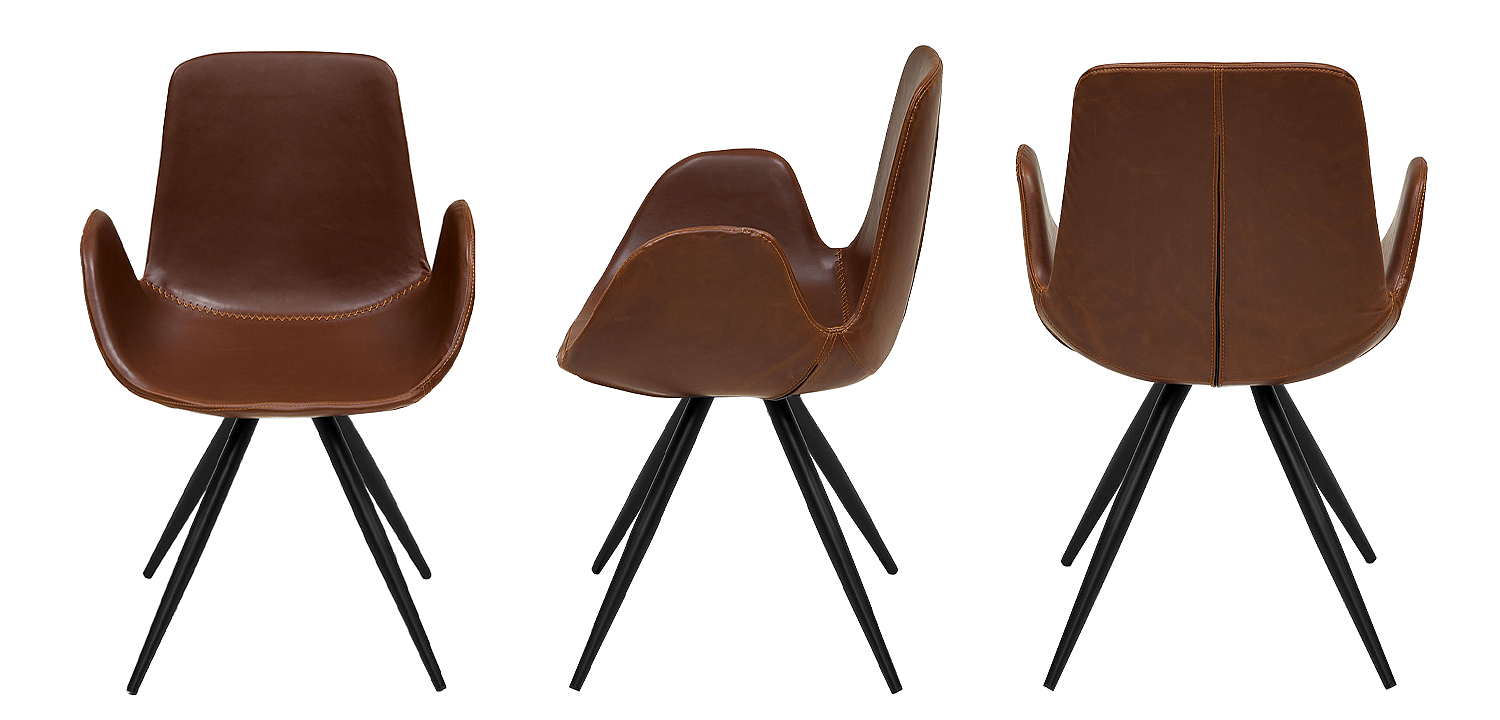 Стул коричневый с обивкой из эко-кожи Leigh Chair Стул коричневый с обивкой из эко-кожи Leigh Chair - Loft-Concept в Челябинске