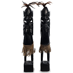 Комплект из 2-х деревянных статуэток Asmat Wooden Statuettes Black варинант исполнения - 1 | Loft Concept в Челябинске
