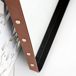 Зеркало прямоугольное в металлической раме с кожаной отделкой Loft in Reflection варинант исполнения - 3 | Loft Concept в Челябинске