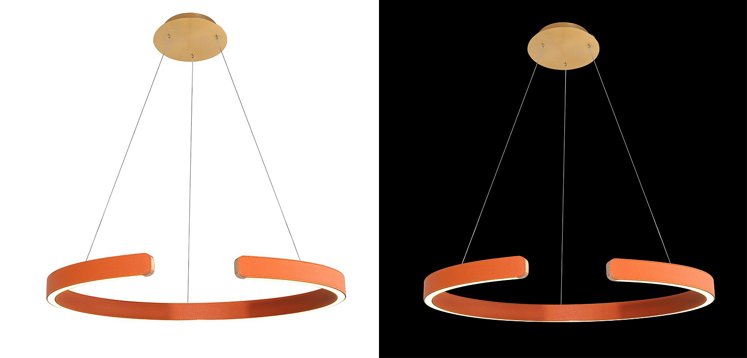 Подвесной светильник Half Ring orange leather Подвесной светильник Half Ring orange leather - Loft-Concept в Челябинске