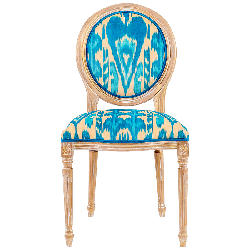Стул из натурального бука с бирюзово-желтым узором Ikat Pattern бирюзовый Светлый дуб Бирюзовый Желтый Стул из натурального бука с бирюзово-желтым узором Ikat Pattern бирюзовый Светлый дуб Бирюзовый Желтый в Челябинске | Loft Concept