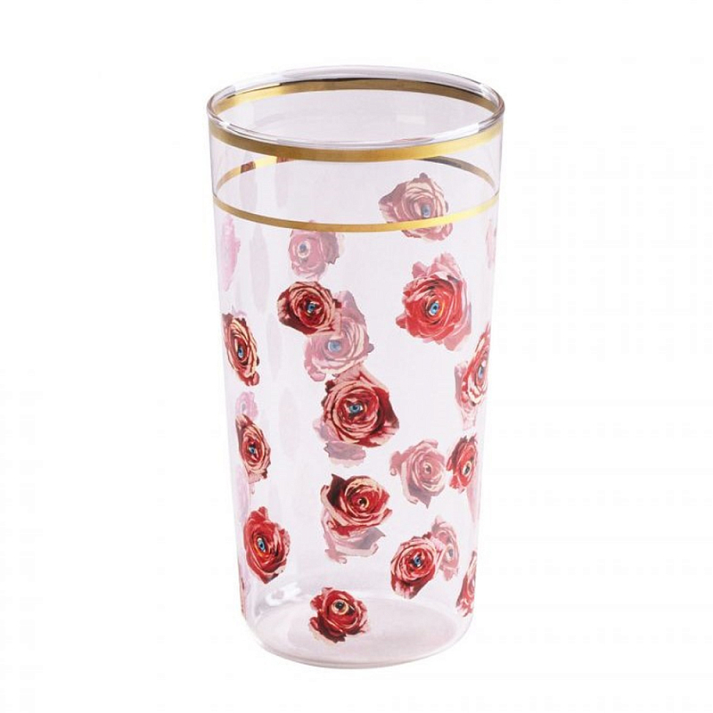 Стакан Seletti Roses Прозрачное Стекло Золотой Красный Стакан Seletti Roses Прозрачное Стекло Золотой Красный в Челябинске | Loft Concept
