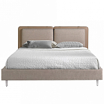 Кровать двуспальная серая с изголовьем из экокожи и ткани Modern Look варинант исполнения - 3 | Loft Concept в Челябинске