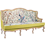 Диван из натурального бука бежевый с изображением птиц и цветов Beige Green Chinoiserie Garden Sofa варинант исполнения - 3 | Loft Concept в Челябинске