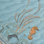 Обои с вышивкой ручной работы Amami Waves Moonbeam colourway on silk moire варинант исполнения - 3 | Loft Concept в Челябинске