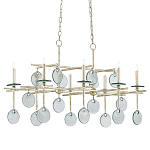 Люстра линейная с круглыми прозрачными подвесками  Horizontal Rectangular Chandelier варинант исполнения - 2 | Loft Concept в Челябинске