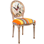 Стул бежевый в разноцветную полоску из натурального бука с изображением птиц и цветов Blooming Red Birds Colorful Stripes Chair варинант исполнения - 2 | Loft Concept в Челябинске