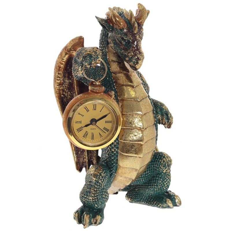 Часы в виде дракона Green Dragon with Clock Зеленый Золотой Часы в виде дракона Green Dragon with Clock Зеленый Золотой в Челябинске | Loft Concept