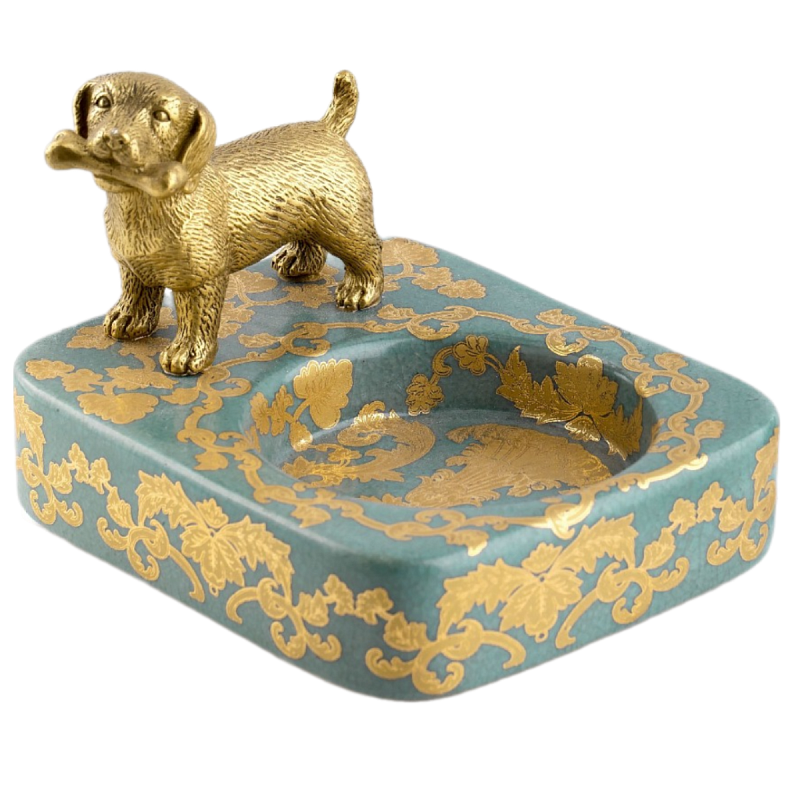 Пепельница фарфоровая Dog Бронза Голубой Пепельница фарфоровая Dog Бронза Голубой в Челябинске | Loft Concept