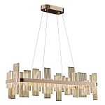 Люстра подвесная прямоугольная с рифлёными прозрачными элементами и золотым основанием Aurea Vista варинант исполнения - 1 | Loft Concept в Челябинске