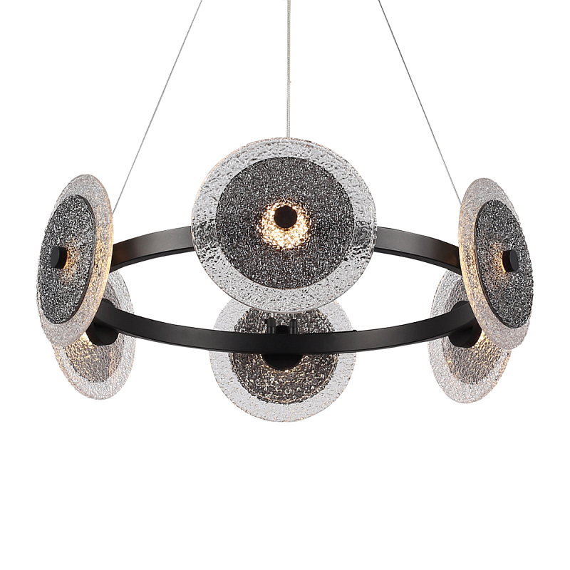 Люстра с плафонами из фактурного двойного стекла Heterochromia Дымчатый (Smoke) Черный в Челябинске | Loft Concept 