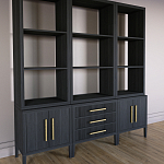 Модульный стеллаж Primo из трех составных элементов Черный дуб варинант исполнения - 3 | Loft Concept в Челябинске