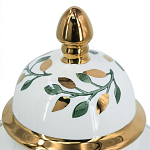 Ваза белая с крышкой с рисунком зеленых и золотых листьев 40 см Chinoiserie Ceramics варинант исполнения - 1 | Loft Concept в Челябинске