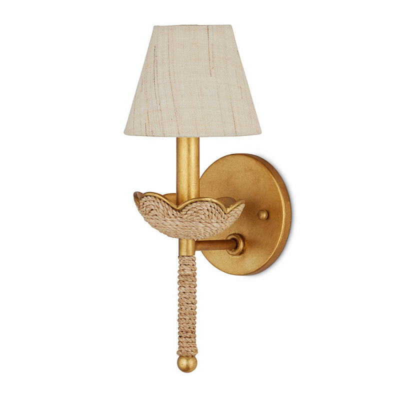 Бра из кованого железа с отделкой плетеной веревкой и сусальным золотом Parisian Style Золотой Бежевый в Челябинске | Loft Concept 