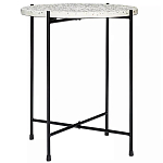 Кофейный столик с круглой разноцветной столешницей на 4-х черных ножках Multicolored Stone Composite варинант исполнения - 1 | Loft Concept в Челябинске