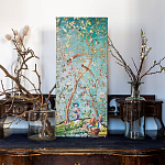 Постер на холсте в стиле шинуазри с изображением сада Chinoiserie Imperial Garden Birds and People Poster варинант исполнения - 3 | Loft Concept в Челябинске