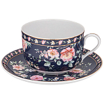 Чайный набор из фарфора синий на 6 персон 12 предметов Flower Porcelain Collection варинант исполнения - 1 | Loft Concept в Челябинске