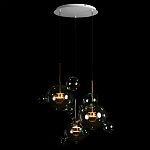 Люстра подвесная с прозрачными бирюзовыми стеклянными шарами и круглым основанием 3 лампы Giopato & Coombes варинант исполнения - 2 | Loft Concept в Челябинске