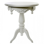 Стол приставной круглый белого цвета из массива бука с легкими потертостями White Provence варинант исполнения - 1 | Loft Concept в Челябинске