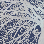 Обои ручная роспись в стиле Арт-деко Windswept Blossom Special Colourway on Dark Blue dyed silk варинант исполнения - 2 | Loft Concept в Челябинске