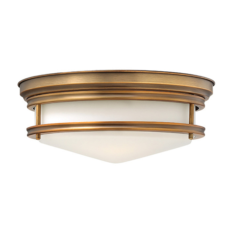 Потолочный светильник с белым матовым стеклянным плафоном в форме перевернутого конуса Hinkley Белый Бронза Хром в Челябинске | Loft Concept 