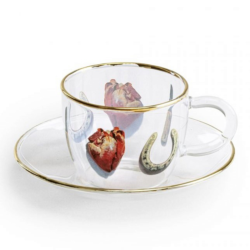 Кофейная пара Seletti I Love You Прозрачный Золотой Красный Кофейная пара Seletti I Love You Прозрачный Золотой Красный в Челябинске | Loft Concept