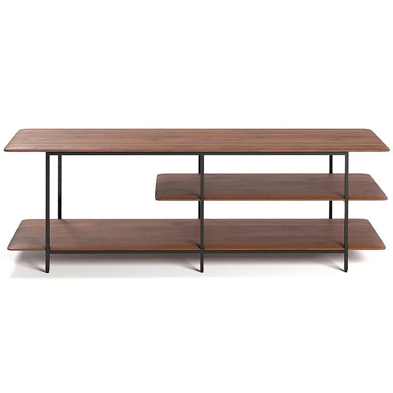 ТВ-тумба с полками из массива ореха Derick Wooden TV Stand Коричневый Черный ТВ-тумба с полками из массива ореха Derick Wooden TV Stand Коричневый Черный в Челябинске | Loft Concept