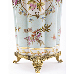 Ваза голубого цвета из фарфора с цветочным рисунком и бронзовой стрекозой Blue Garden варинант исполнения - 3 | Loft Concept в Челябинске