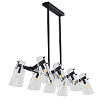 Люстра светодиодная с 8-ю прозрачными плафонами из акрила и стали Glass Cylinder Black варинант исполнения - 3 | Loft Concept в Челябинске