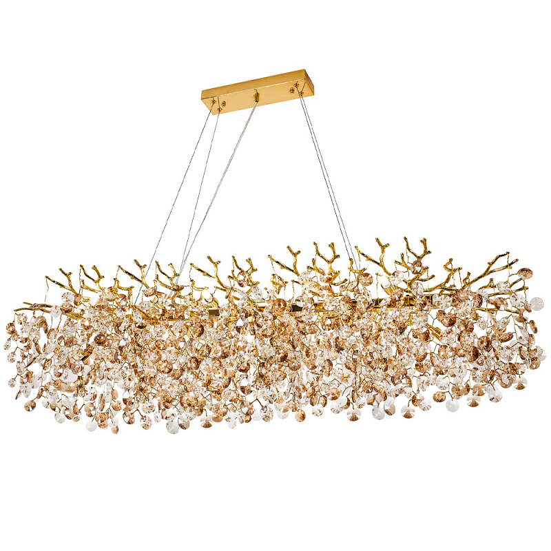 Линейная люстра с хрустальными подвесками Fairytree Gold Crystal Linear Chandelier 14 Золотой Прозрачный Коричневый Линейная люстра с хрустальными подвесками Fairytree Gold Crystal Linear Chandelier 14 Золотой Прозрачный Коричневый в Челябинске | Loft Concept