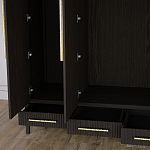 Большой Шкаф Primo Темный орех с 3 дверьми и 3 выдвижными ящиками варинант исполнения - 7 | Loft Concept в Челябинске