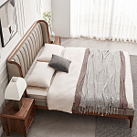 Кровать двуспальная с мягким изголовьем Moon Walnut Bed варинант исполнения - 4 | Loft Concept в Челябинске