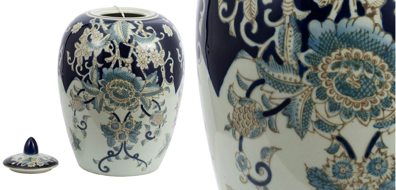 Ваза с крышкой Blue & White Ornament Vase barrel Ваза с крышкой Blue & White Ornament Vase barrel - Loft-Concept в Челябинске