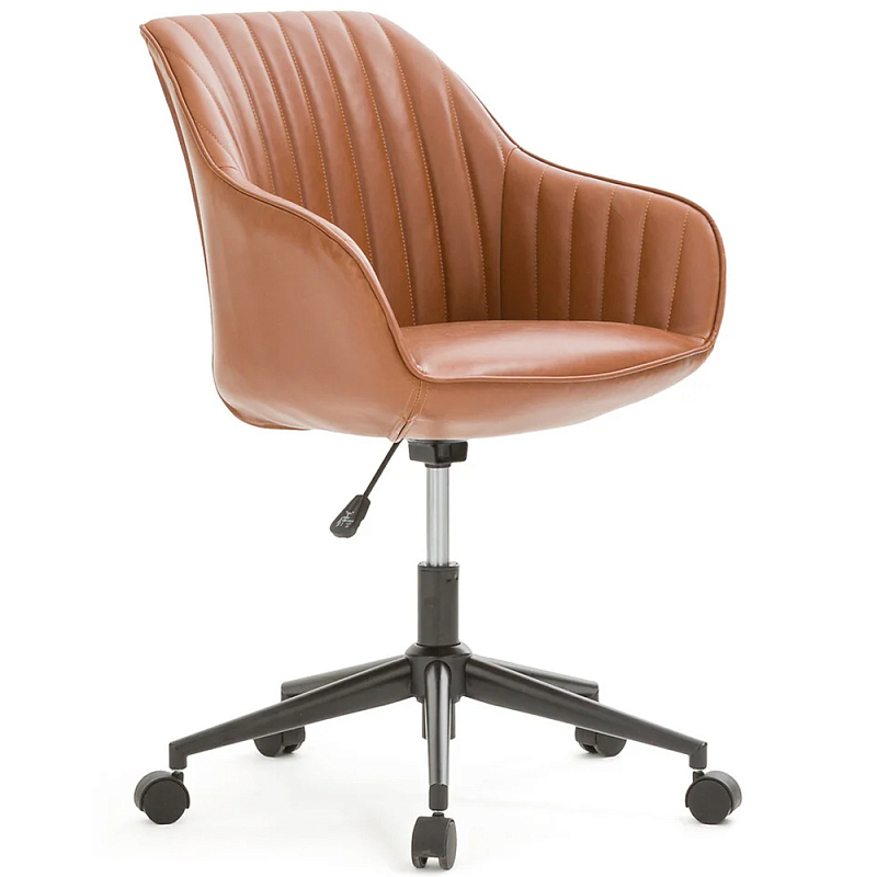 Вращающееся кресло на колёсах Alis Chair Коричневый Черный Хром Вращающееся кресло на колёсах Alis Chair Коричневый Черный Хром в Челябинске | Loft Concept