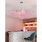 Люстра овальная с розовыми стеклянными подвесками в форме капель FAIRYTREE Light варинант исполнения - 3 | Loft Concept в Челябинске