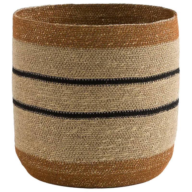 Плетеная корзина в полоску Okiro Wicker Basket Коричневый Бежевый Черный Плетеная корзина в полоску Okiro Wicker Basket Коричневый Бежевый Черный в Челябинске | Loft Concept