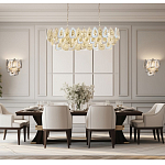 Люстра овальная с многослойными белыми и прозрачными подвесками Character Chandelier варинант исполнения - 6 | Loft Concept в Челябинске