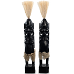 Комплект из 2-х деревянных статуэток Asmat Straw Headdress Statuettes Black варинант исполнения - 4 | Loft Concept в Челябинске