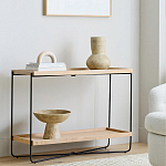 Консоль деревянной столешницей и полкой Wooden Table Top and Shelf варинант исполнения - 6 | Loft Concept в Челябинске