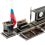 Настольный письменный набор с часами из природного камня обсидиана Team leader варинант исполнения - 3 | Loft Concept в Челябинске