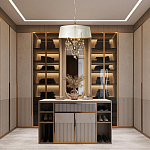 Люстра подвесная круглая с тканевым полупрозрачным абажуром и подвесками 4 лампы Gilded Elegance варинант исполнения - 8 | Loft Concept в Челябинске