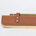 Подвесной светильник линейный латунного цвета в кожаном коричневом чехле и декоративными ремешками Alora варинант исполнения - 4 | Loft Concept в Челябинске