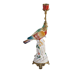 Подсвечник с попугаем из фарфора с бронзовыми элементами Eden Garden варинант исполнения - 3 | Loft Concept в Челябинске