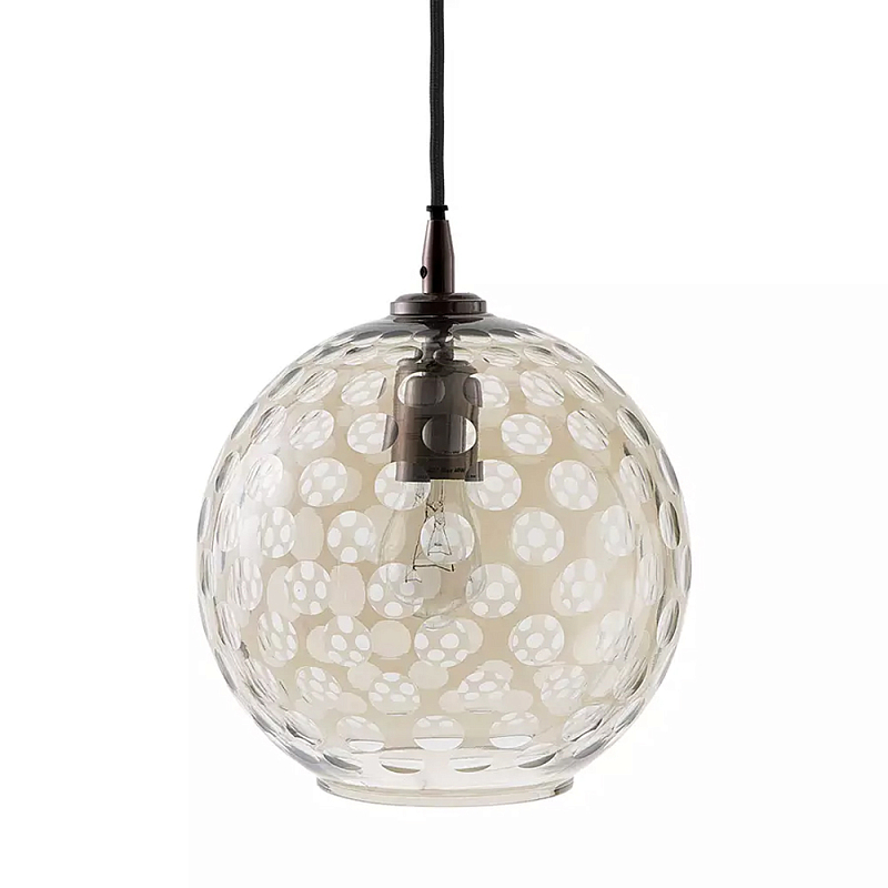 Подвесной светильник с плафоном в форме шара из стекла с рельефным узором Glass Pattern Lamp Коричневый Подвесной светильник с плафоном в форме шара из стекла с рельефным узором Glass Pattern Lamp Коричневый в Челябинске | Loft Concept
