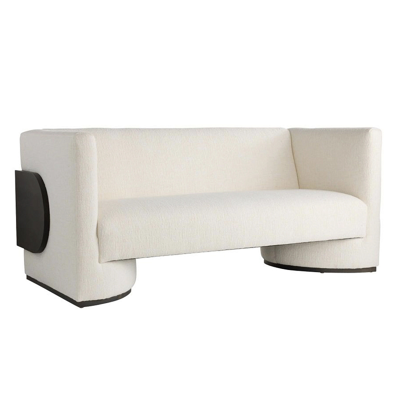 Дизайнерский Двухместный диван Florida Sofa с элегантным деревянным декором Белый Черный Дизайнерский Двухместный диван Florida Sofa с элегантным деревянным декором Белый Черный в Челябинске | Loft Concept