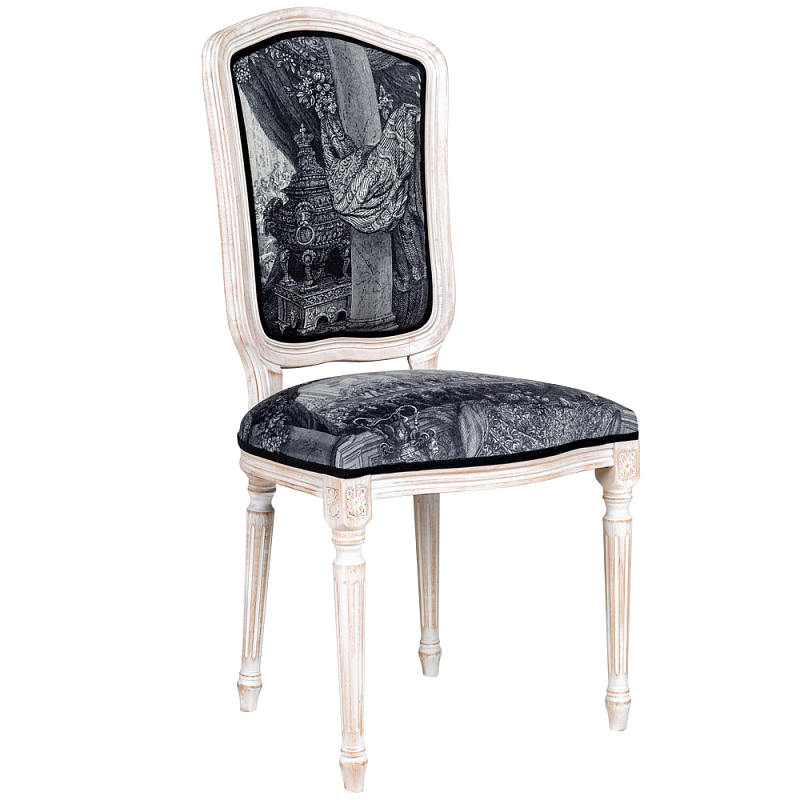 Стул Tuileries Palace Stool Черно-белый Белый винтажная патина Стул Tuileries Palace Stool Черно-белый Белый винтажная патина в Челябинске | Loft Concept