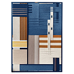 Панно из шнура Синяя геометрическая абстракция wall panel line Blue варинант исполнения - 4 | Loft Concept в Челябинске