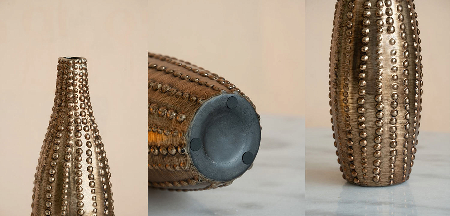 Ваза Ribbed Vase Narrow Throat bronze-gold 34 Ваза Ribbed Vase Narrow Throat bronze-gold 34 - Loft-Concept в Челябинске
