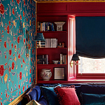 Обои с вышивкой ручной работы Flora Rio colourway on Liso Pine wool sateen варинант исполнения - 2 | Loft Concept в Челябинске