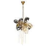 Люстра подвесная со стеклянными плафонами из дымчатого и золотистого с шестью вертикальными подвесками Gilded Mirage  варинант исполнения - 2 | Loft Concept в Челябинске